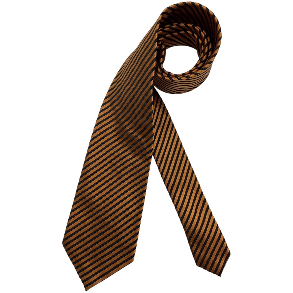 BOLGHERI Orange/Black Striped Silk LUXURY Tie ITALY